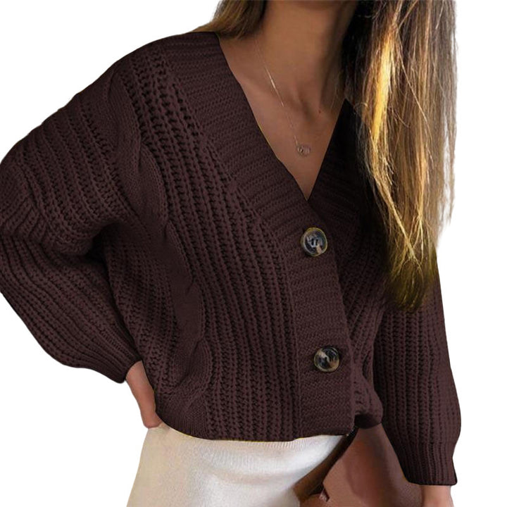 Damen lässige Strickjacke mit Knopfdetails und modernen Texturen Drune
