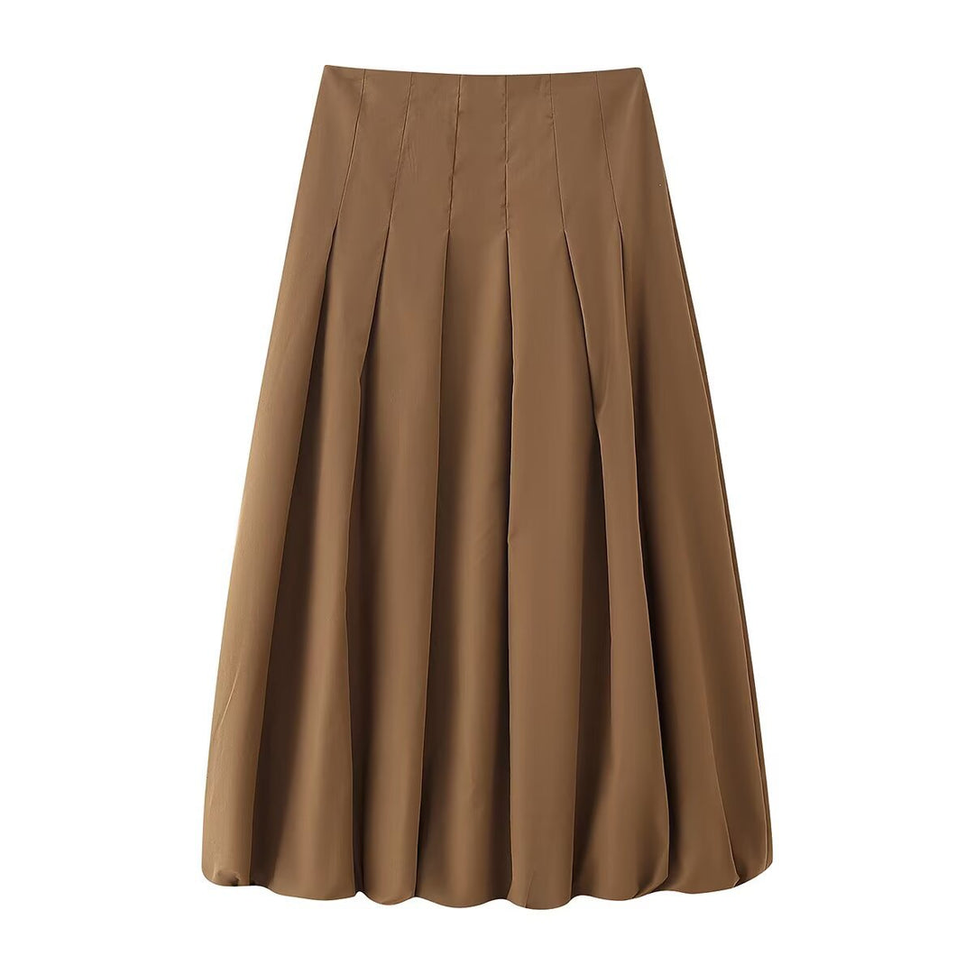 Damen nan plissierter Maxirock mit hoher Taille, kastigen Falten und fließender Silhouette Drune