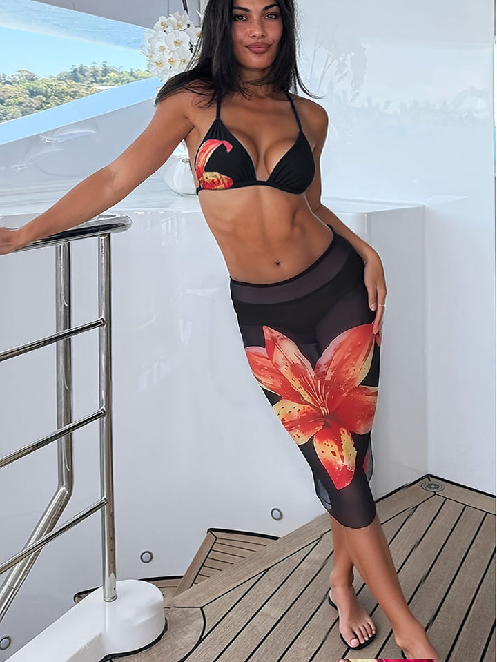 Damen Bikini-Set mit floralem Rock Drune
