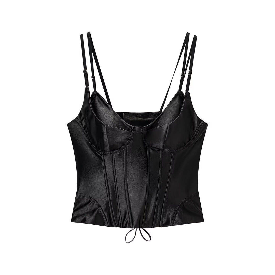 Damen Corsagenoberteil mit luxuriösem Satin-Finish und verstellbaren Trägern Drune