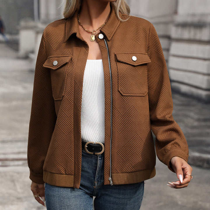 Damen stylische Oversized Jacke mit strukturiertem Muster Drune