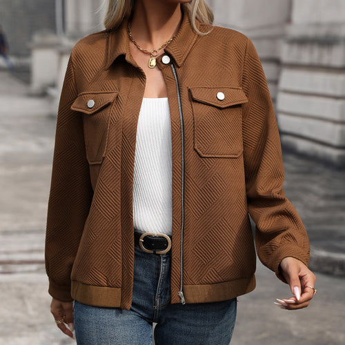Damen stylische Oversized Jacke mit strukturiertem Muster Drune