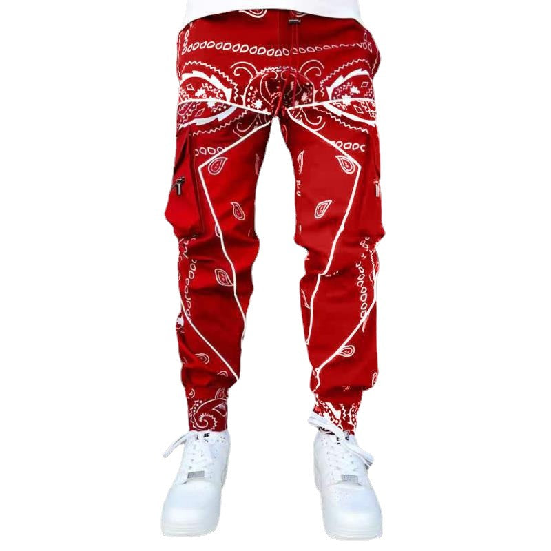 Herren nan Bandana-Cargo-Jogginghose mit Kordelzug und elastischen Bündchen Drune