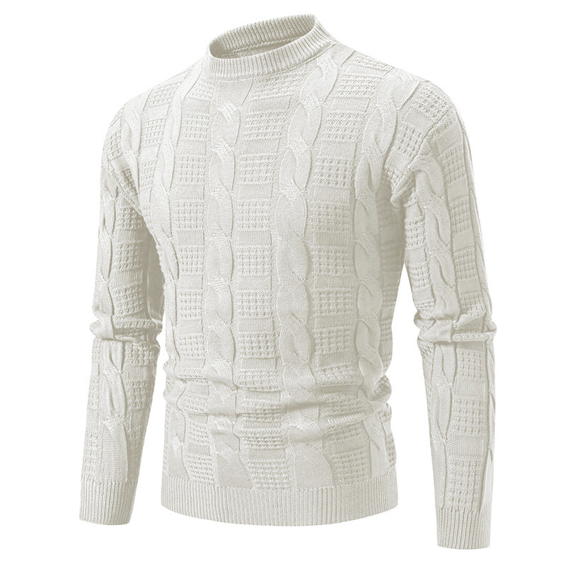 Herren Hochwertiger Grobstrickpullover mit Stehkragen und dekorativem Muster Drune