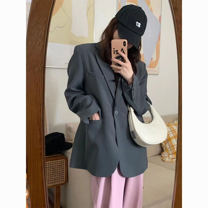 Damen Oversized Blazer aus hochwertigem Material mit Taschen Drune