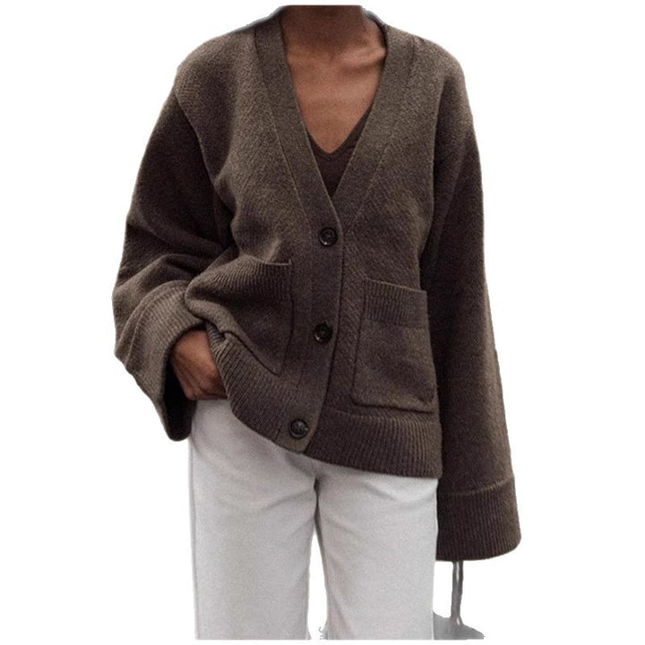 Damen Strickjacke mit voluminösen Ärmeln und praktischen Taschen Drune