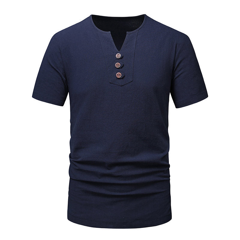 Herren Klassisches Lässiges Henley T-Shirt Drune