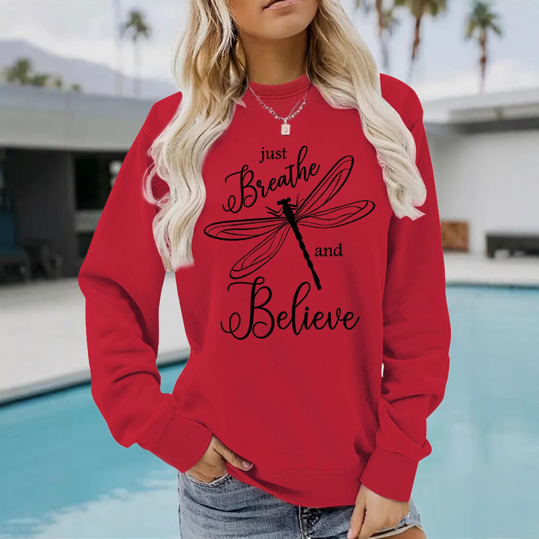 Damen Sweatshirt mit inspirierendem Drachenfliegen-Motiv und lässigem Schnitt Drune