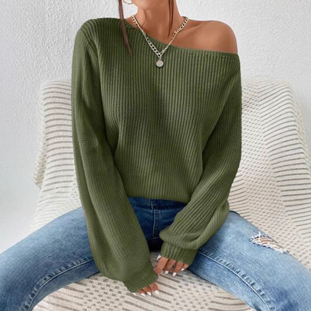 Damen Offshoulder Strickpullover mit weitem Schnitt Drune