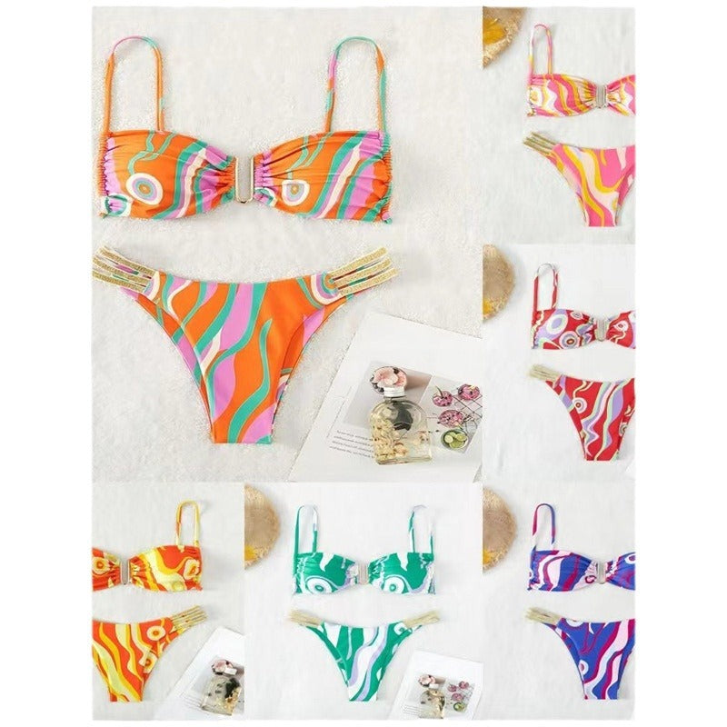 Damen Triangel-Bikini mit elegantem Raffungseffekt und modischen Akzenten Drune