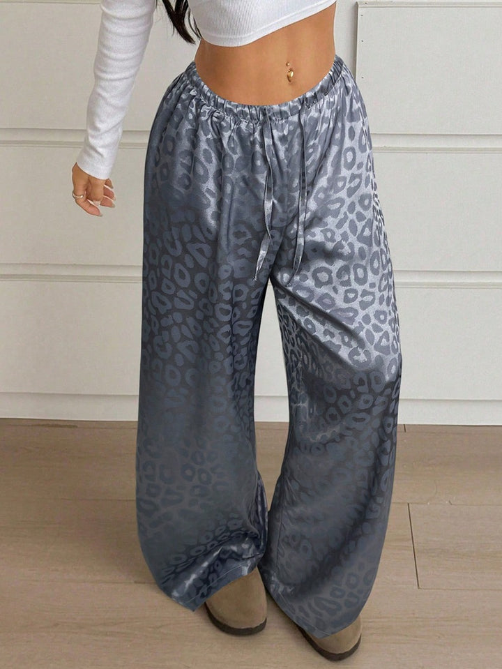Damen Elegante Weite Leoprint-Hose Drune