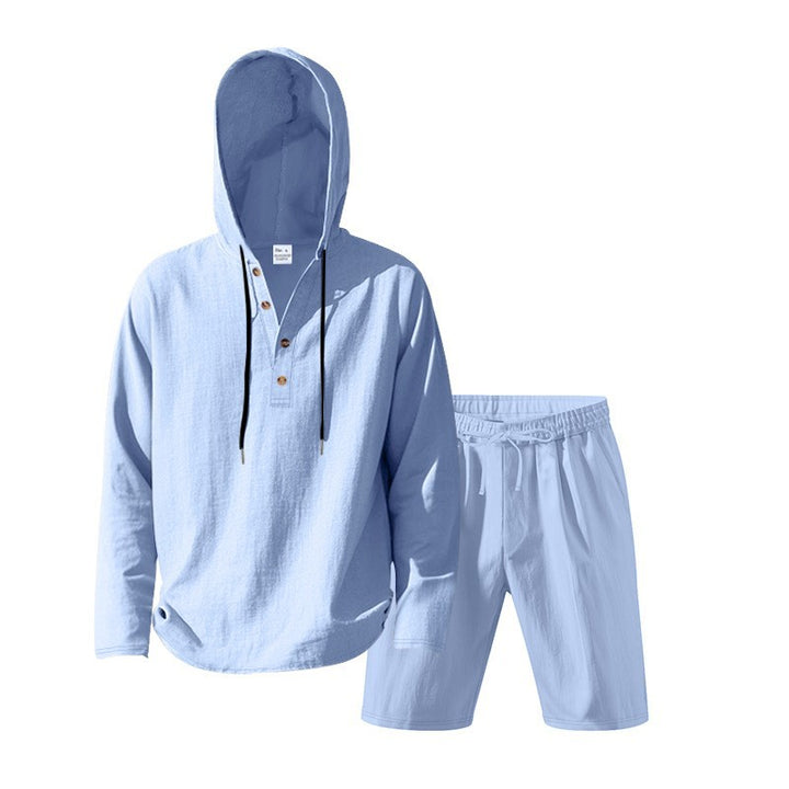 Herren lässiges Kapuzenshirt mit kurzer Hose im entspannten Stil Drune