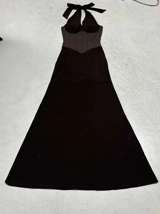 Damen Elegantes Maxikleid mit schimmernden Akzenten und figurformendem Oberteil Drune