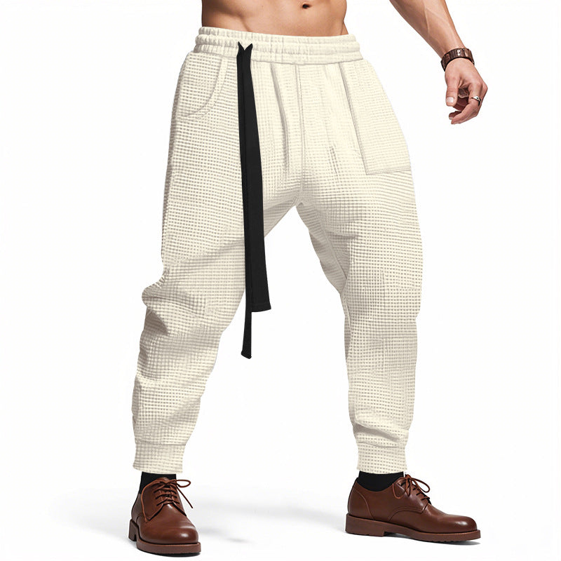 Herren lässige Struktur-Sweatpants mit verstellbarem Kordelzug Drune