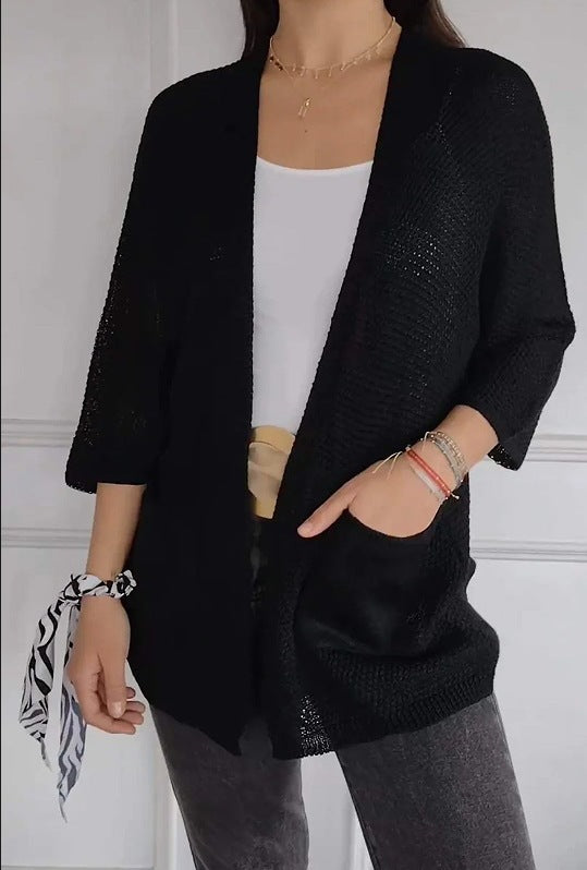 Damen lässige Strickjacke mit praktischen Taschen Drune