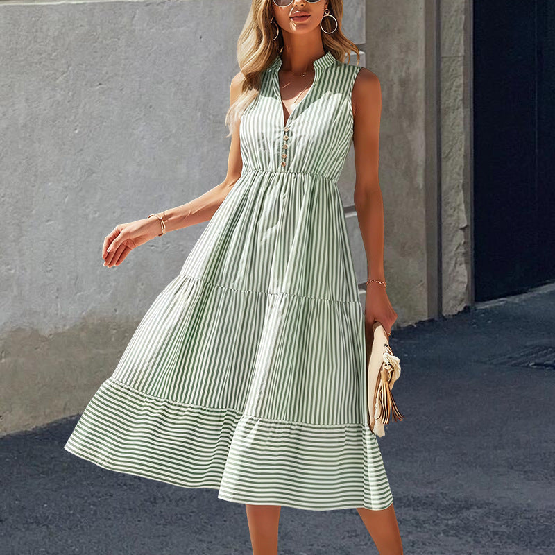 Damen Langarm Kleid im lässigen Streifen-Design und fließendem Schnitt Drune