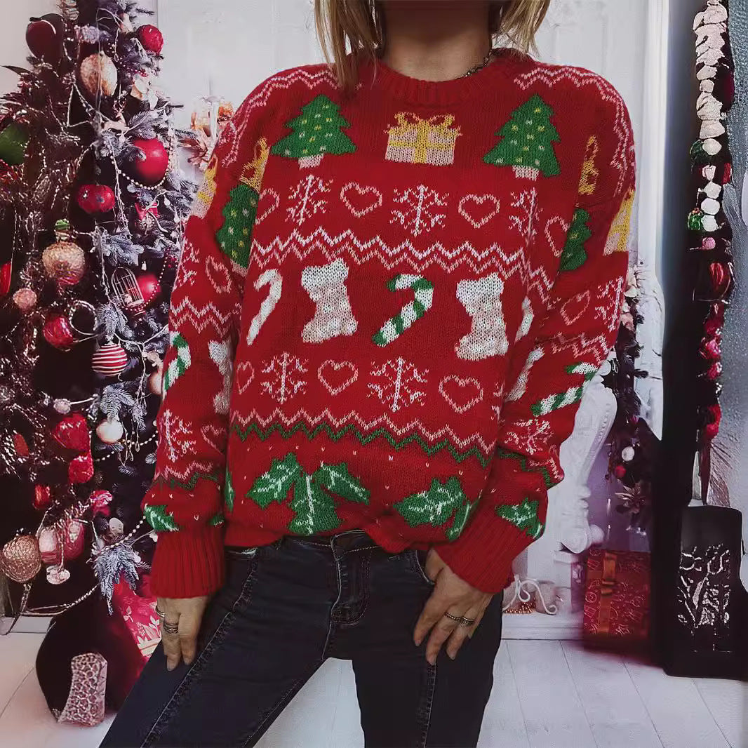 Damen Weihnachts-Pullover mit festlichem Weihnachtsdesign Drune