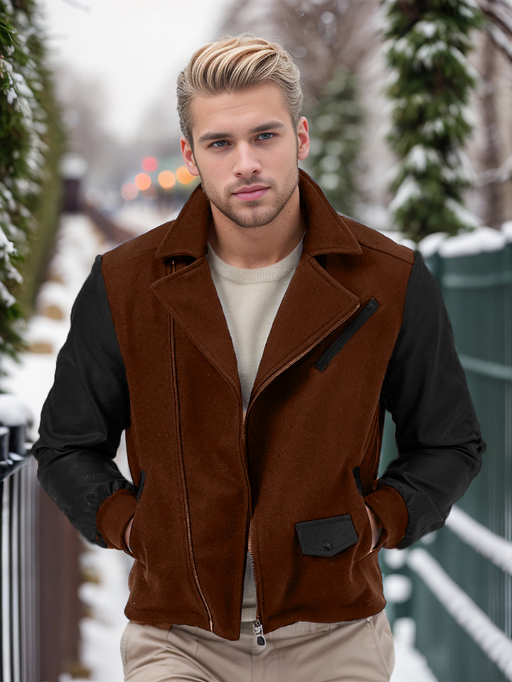 Herren sportlich-elegante Jacke mit Kunstleder-Ärmeln Drune