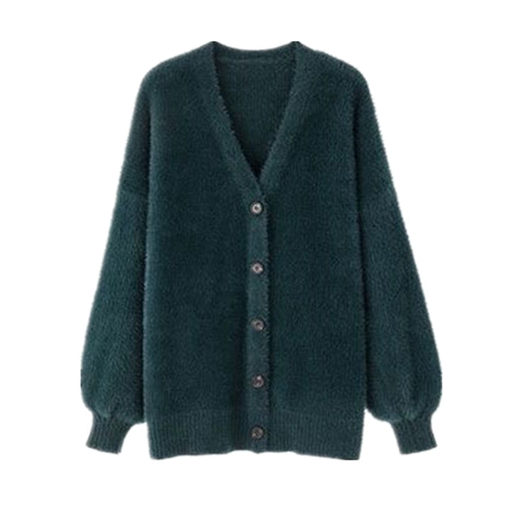 Damen Flauschiger Cardigan mit Knopfdetails und weit geschnittenem Design Drune