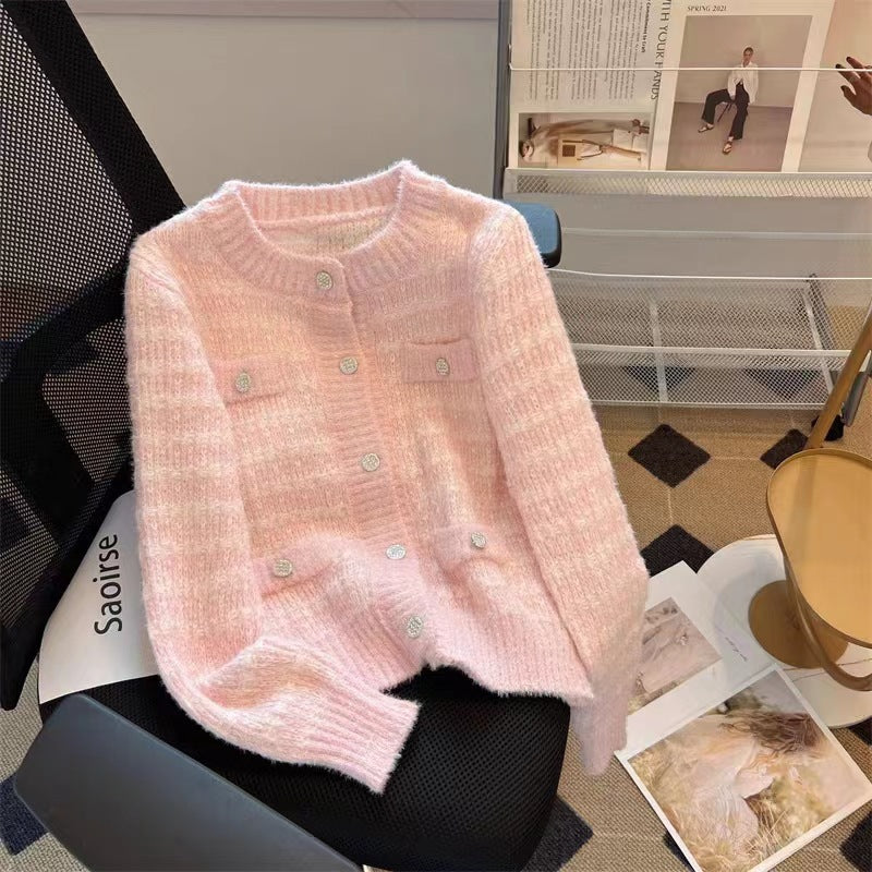 Damen Strickjacke mit Taschen und dekorativen Knöpfen Drune