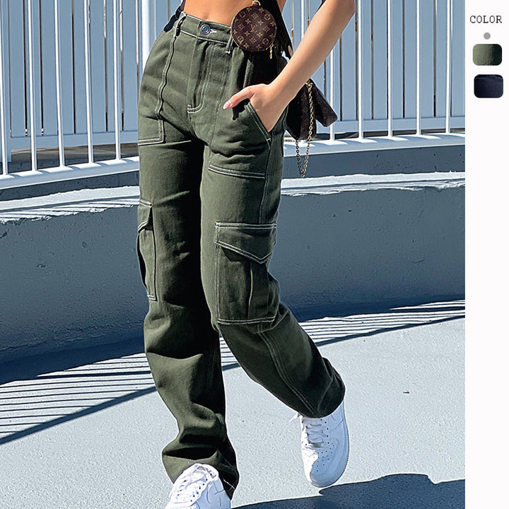 Damen Cargohose im lässigen Urban-Style mit hohem Bund und praktischen Seitentaschen Drune