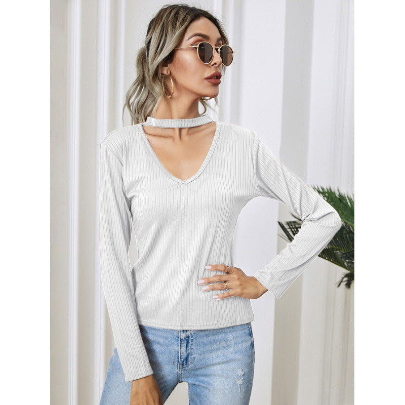 Damen Langarm Bodysuit mit tiefem V-Ausschnitt und schmalem Schnitt Drune