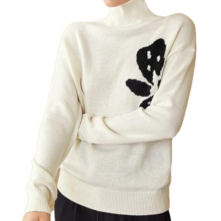 Damen Rollkragenpullover mit floralem Design Drune