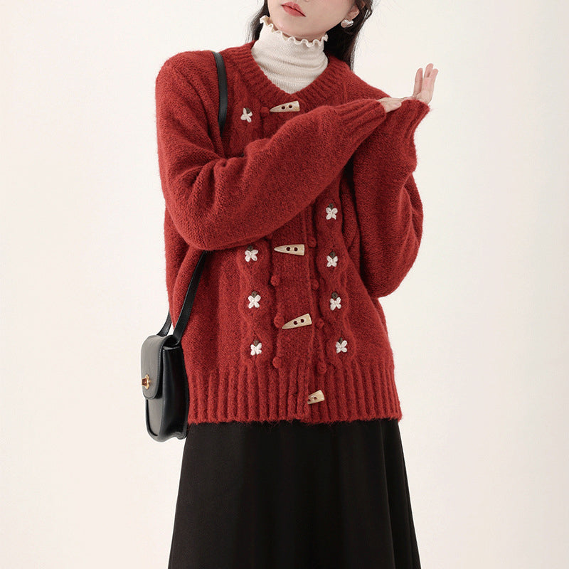 Drune | Strick Strickjacke mit Blumenmuster