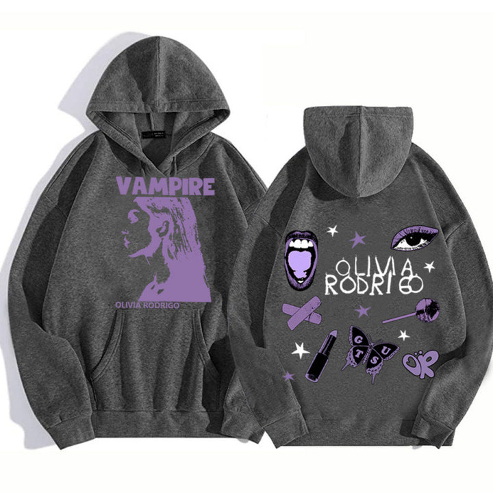 Damen Kapuzenpullover mit künstlerischem Vampir-Print und oversized Schnitt Drune