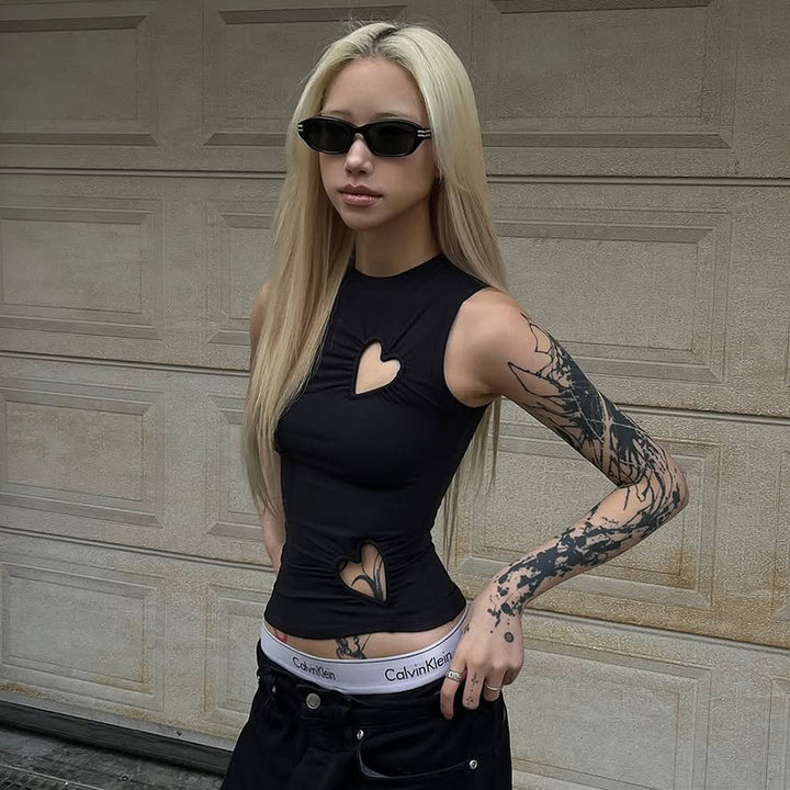 Damen modisches Trägershirt mit herzförmigem Cut-out und figurformendem Schnitt Drune