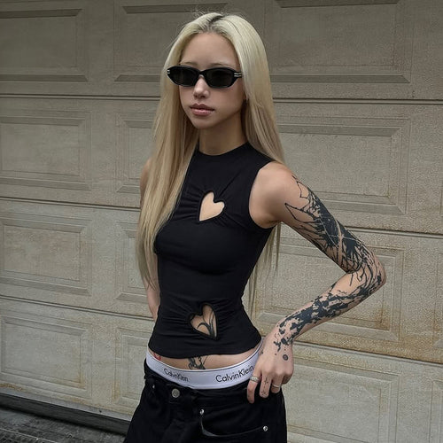Damen modisches Trägershirt mit herzförmigem Cut-out und figurformendem Schnitt Drune