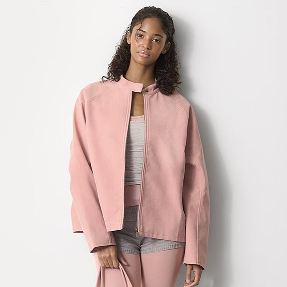 Damen lässige Oversized-Jacke mit hohem Kragen Drune