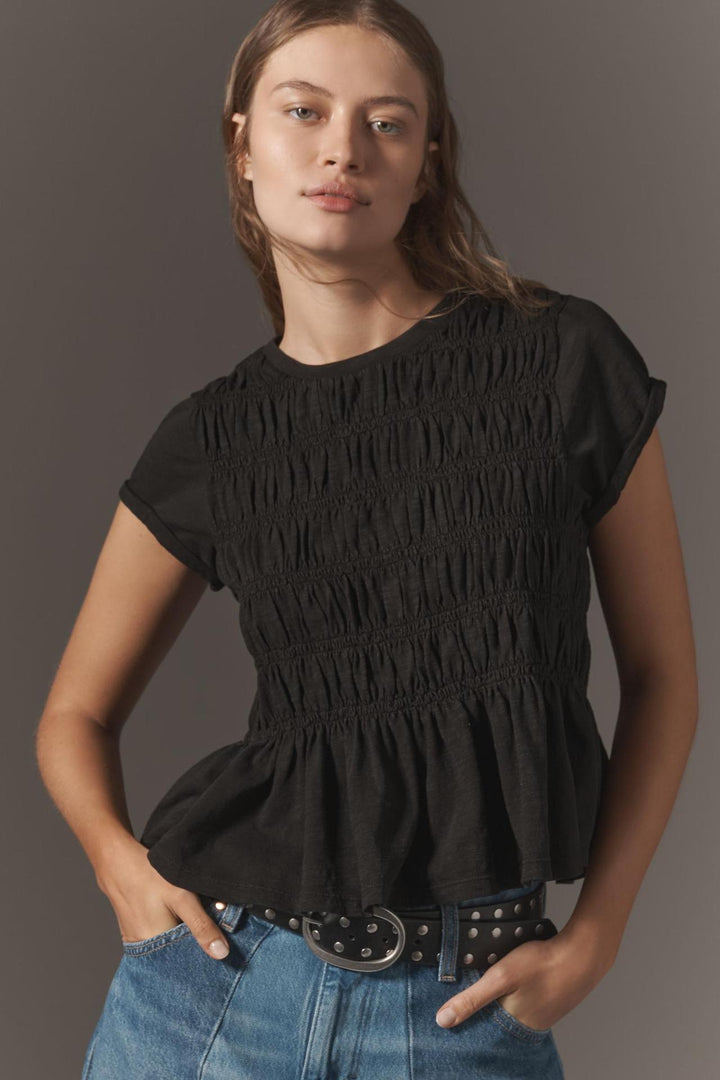 Damen elegant geschnittene Bluse mit gerafftem Mieder Drune