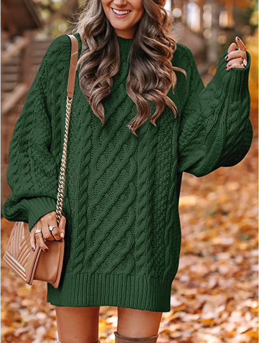 Damen Großer Strickpullover mit Zopfdesign Drune