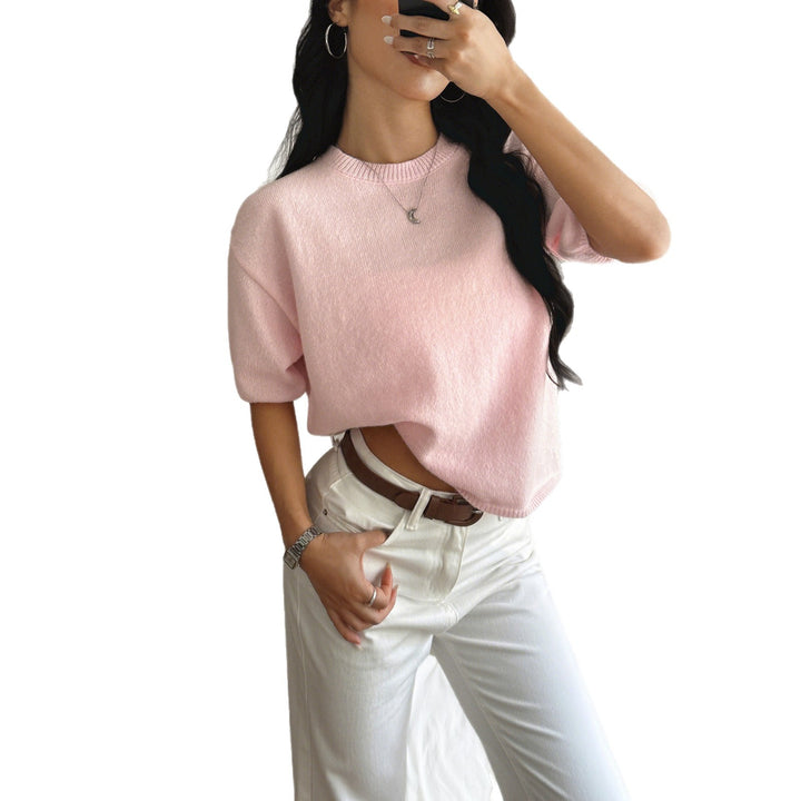 Damen lässiges Oversize-T-Shirt aus weichem Strick Drune