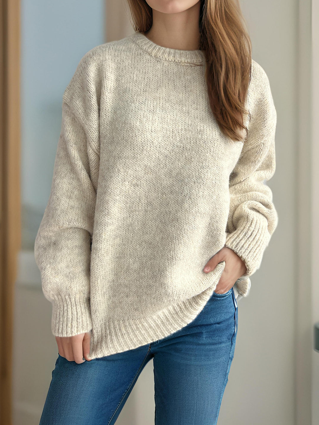 Damen Grobstrickpullover mit großzügigen Ärmeln und modernem Schnitt Drune