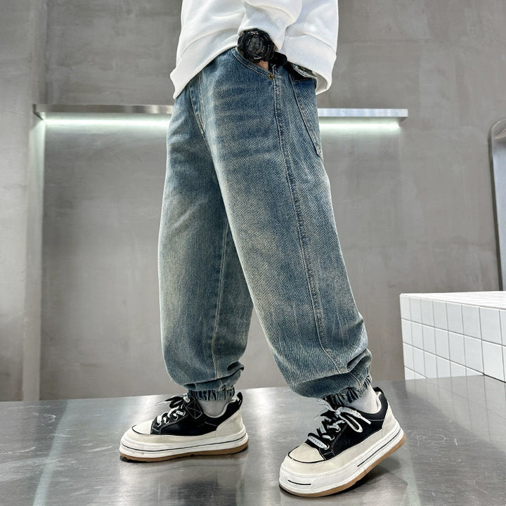 Herren lässige Baggy-Jeans mit elastischem Bund Drune