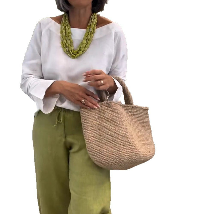 Damen nan weite Leinen-Culotte mit Tunnelzugbund und knöchellanger Silhouette Drune