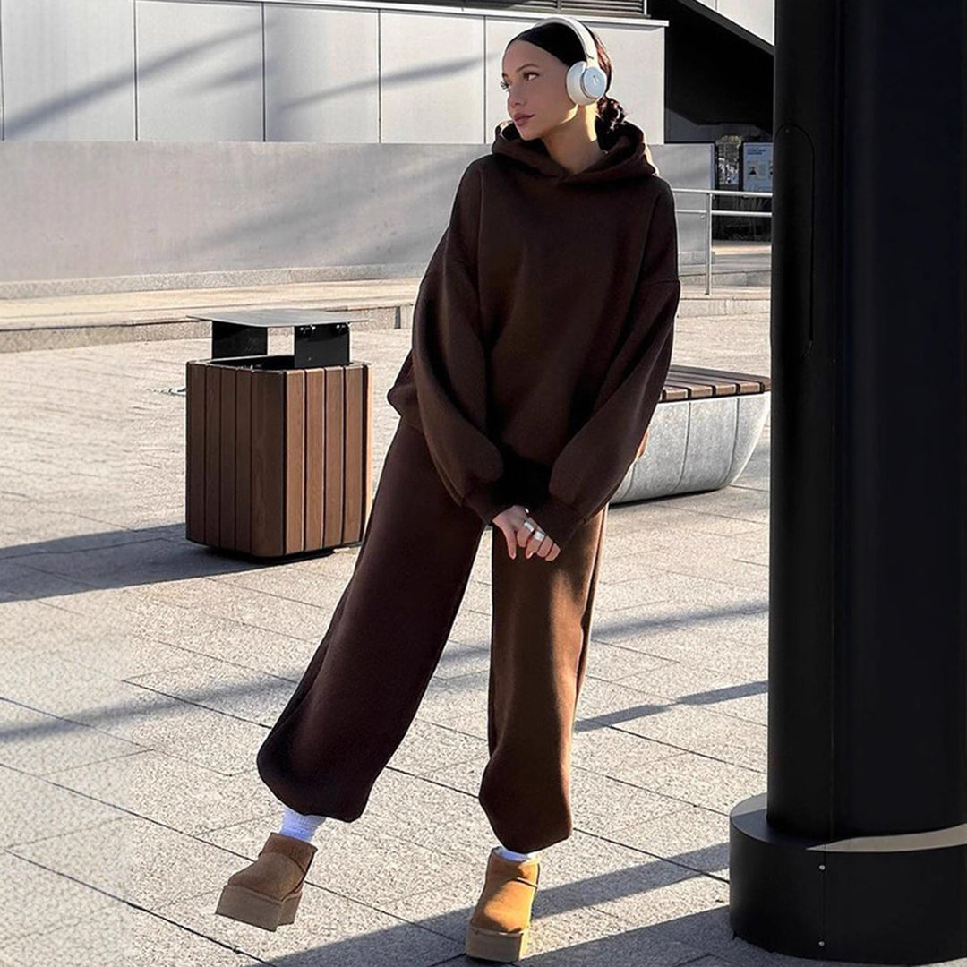 Damen lässiges Oversized-Sweatshirt und Jogginghose-Set Drune