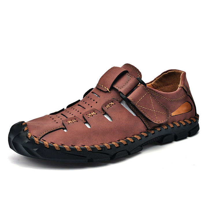 Herren Bequeme Leder-Sandalen mit verstellbarem Klettverschluss Drune
