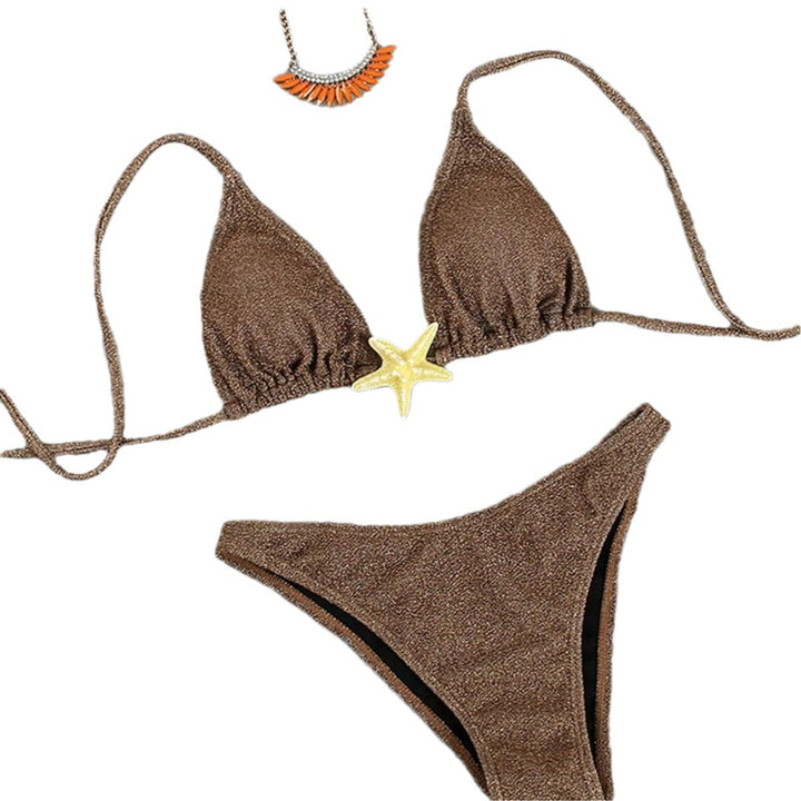 Damen Triangel-Bikini mit funkelndem Glitzereffekt und charmantem Stern-Detail Drune