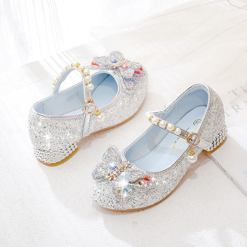 Mädchen Ballerinas mit funkelnden Schmetterlingsapplikationen und Perlenverzierungen Drune
