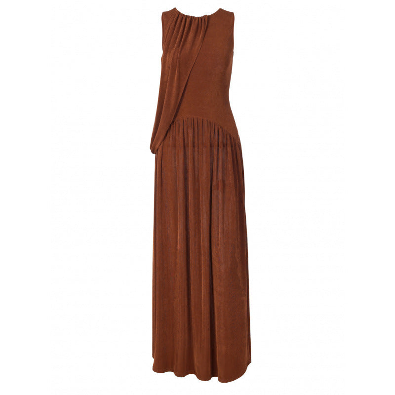 Damen Elegantes Maxikleid mit asymmetrischem Schnitt und fließendem Stoff Drune