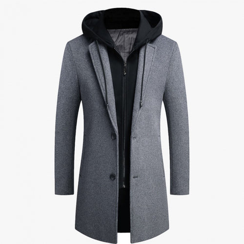 Damen modische Longjacke mit abnehmbarer Kapuze und trendigem Innenfutter Drune