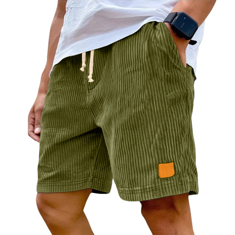 Herren nan Feincord-Shorts mit elastischem Tunnelzugbund, Kordelzug und tiefen Eingrifftaschen Drune