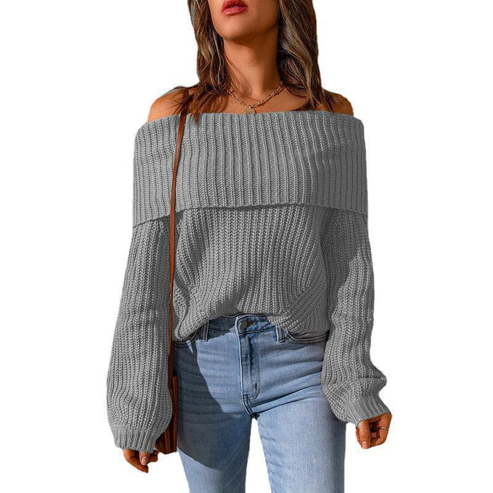 Damen Off-Shoulder Strickpullover mit weitem Schnitt Drune