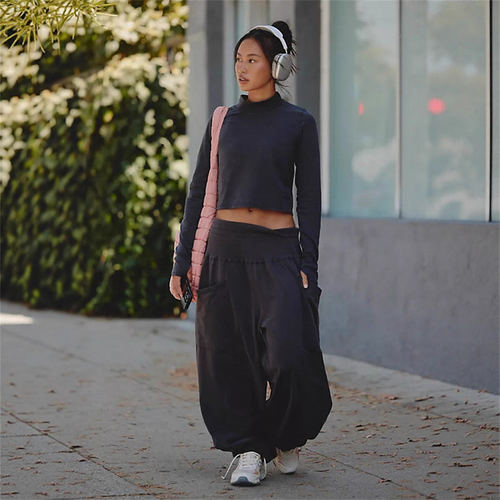 Damen lässiges Set mit weitem Schnitt und elastischem Bund Drune
