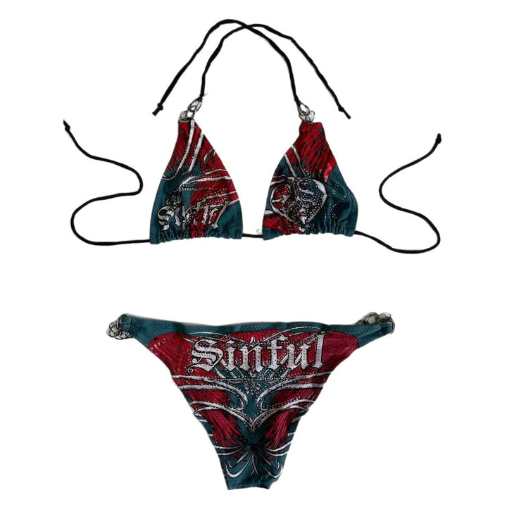 Damen Bikini mit einzigartigem Druck und verstellbaren Trägern Drune
