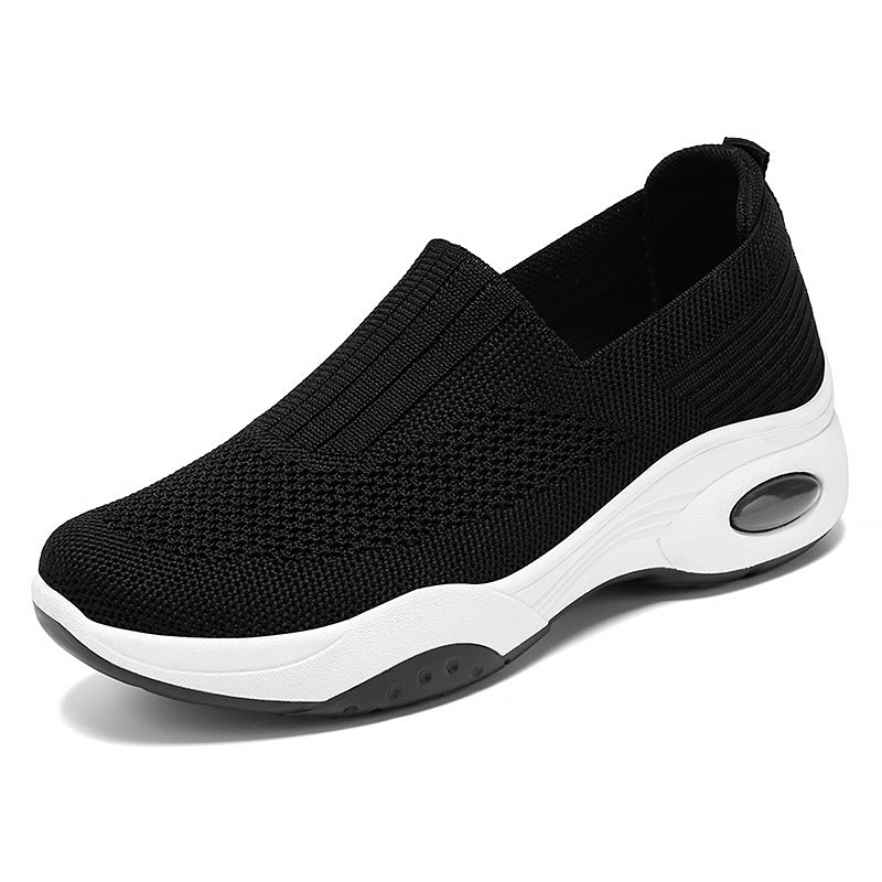 Damen nan nahtloser Strick-Slipper mit erhöhtem Plateau-Luftdämpfer und ergonomischer Fersenstütze Drune