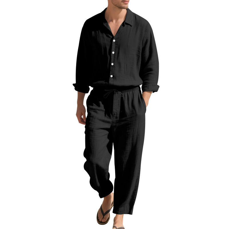 Damen nan komfortables Lounge-Set mit oversized Hemdbluse und elastischer Kordelzug-Hose Drune